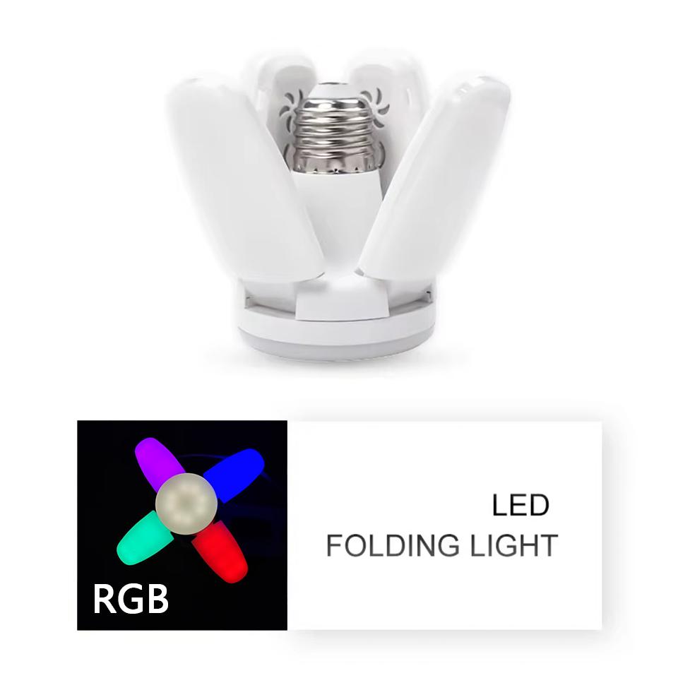 E27 Вентилятор Складная 28 Вт Светодиодная лампа с датчиком движения AC85-265V Деформируемая лампа для домашних потолочных светильников Склад, Гараж Яркие лампы