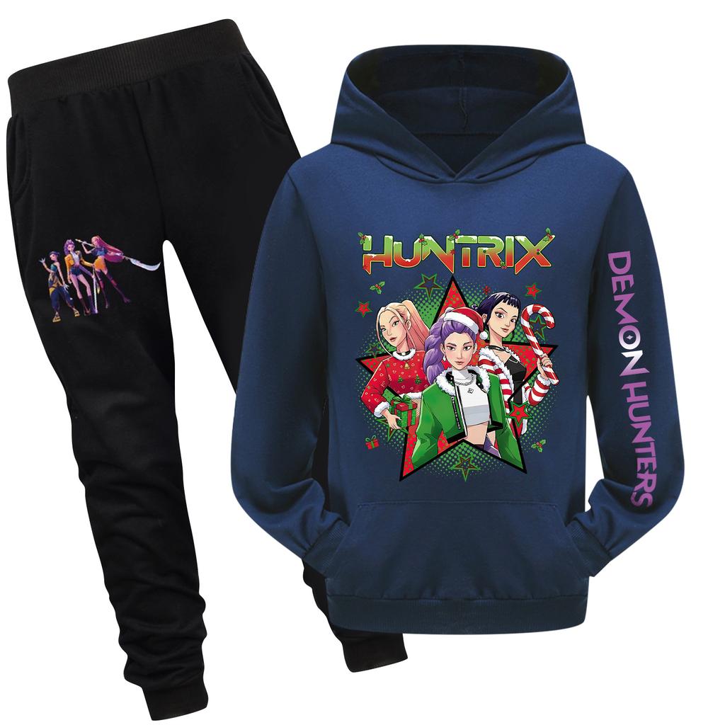 Детский худи и брюки, двухпредметный спортивный костюм, комплект свитшота с длинным рукавом и принтом