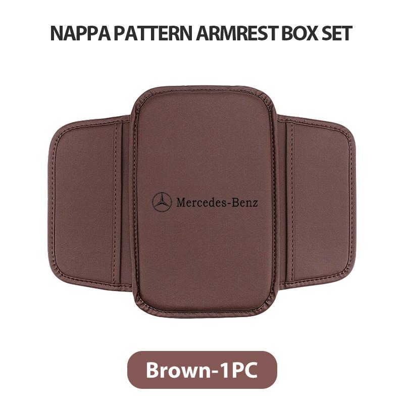 Car Logo Leather Arm Rest Protection Cushion Storage Pocket Auto Accessories For Benz CLS SLK Sport ML C200 C260 C300 W205 CITAN  o1