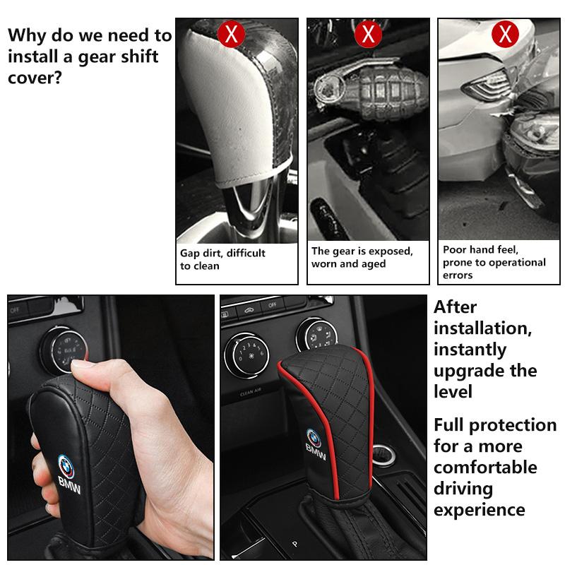 Leather Car Gear Shift Sleeve Knob Protective Cover For BMW M M2 M3 M4 M5 M6 E46 E90 E60 F30 E39 X1 X3 X4 X5 gjvm37