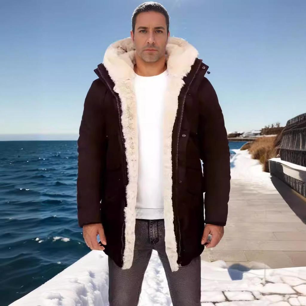 Куртка с капюшоном и встроенным мехом Pin Fur Утолщенная термокуртка