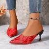 Женские тапочки Летняя женская обувь 2025 Новые Ретро Остроносые Платье Офисные Слипоны Женские Туфли на каблуке Тонкий каблук Женские Мюли