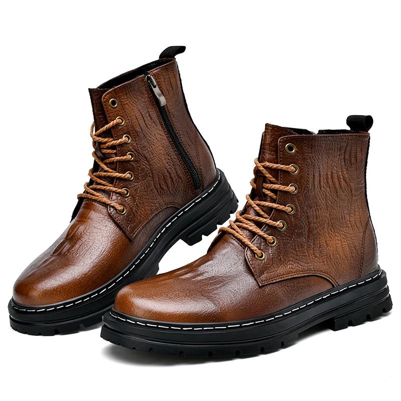 Модные мужские ботинки челси из высококачественной потрескавшейся кожи, зимние плюшевые ботильоны, дизайнерская роскошная повседневная деловая формальная обувь с высоким верхом