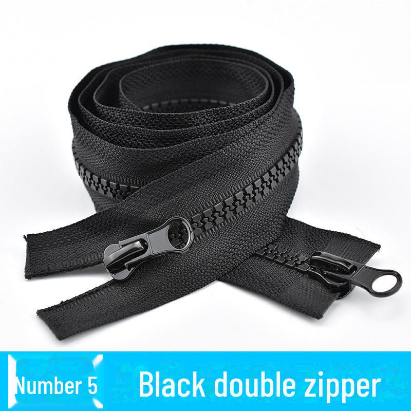 Двойное открытие Нет. 5 черных смоляных молний для пуховиков, доступные длины от 15 до 100 см.