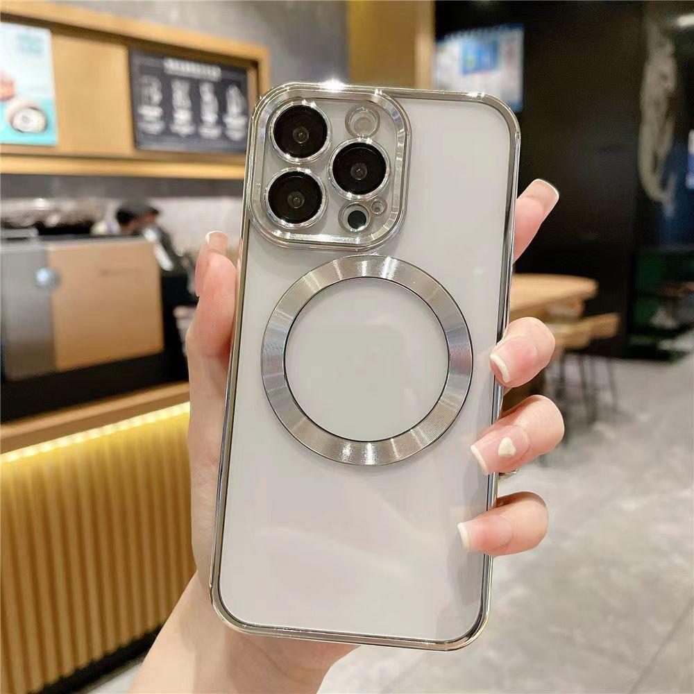 Iphone16 Гальваническое Магнитное Притяжение Подходит для 16E Полностью Обернутая Прозрачная Лента Пленка для Объектива 15 Apple 14 Чехол для Телефона Max