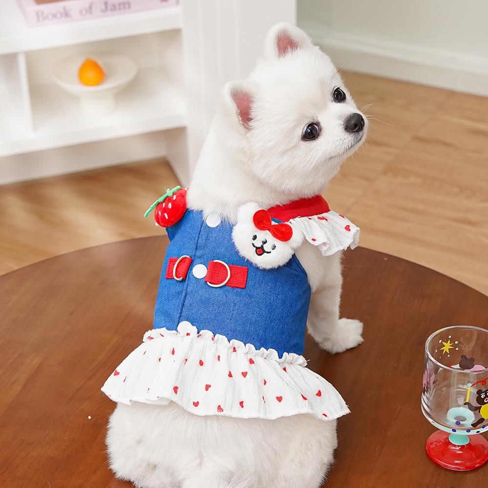 Chest Back Pet Dog Dog Cat Clothes Teddy Bigbear Dou Corgi Schnauzer Medium and Small Dog Lead Spring Dress
