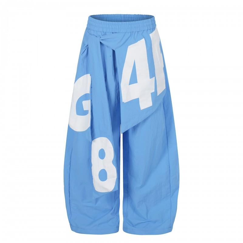 Womens Street Style Sweet Cool Digital Print Flowy Tie Wide Leg Jogger Pants Jazz Dance