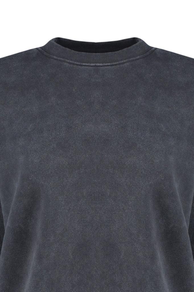 Women's Fashionable Stylish Sweatshirt Emerald Green Antique Faded Effect Thick Fleece Inside Oversize Wide Fit Sweatshirt