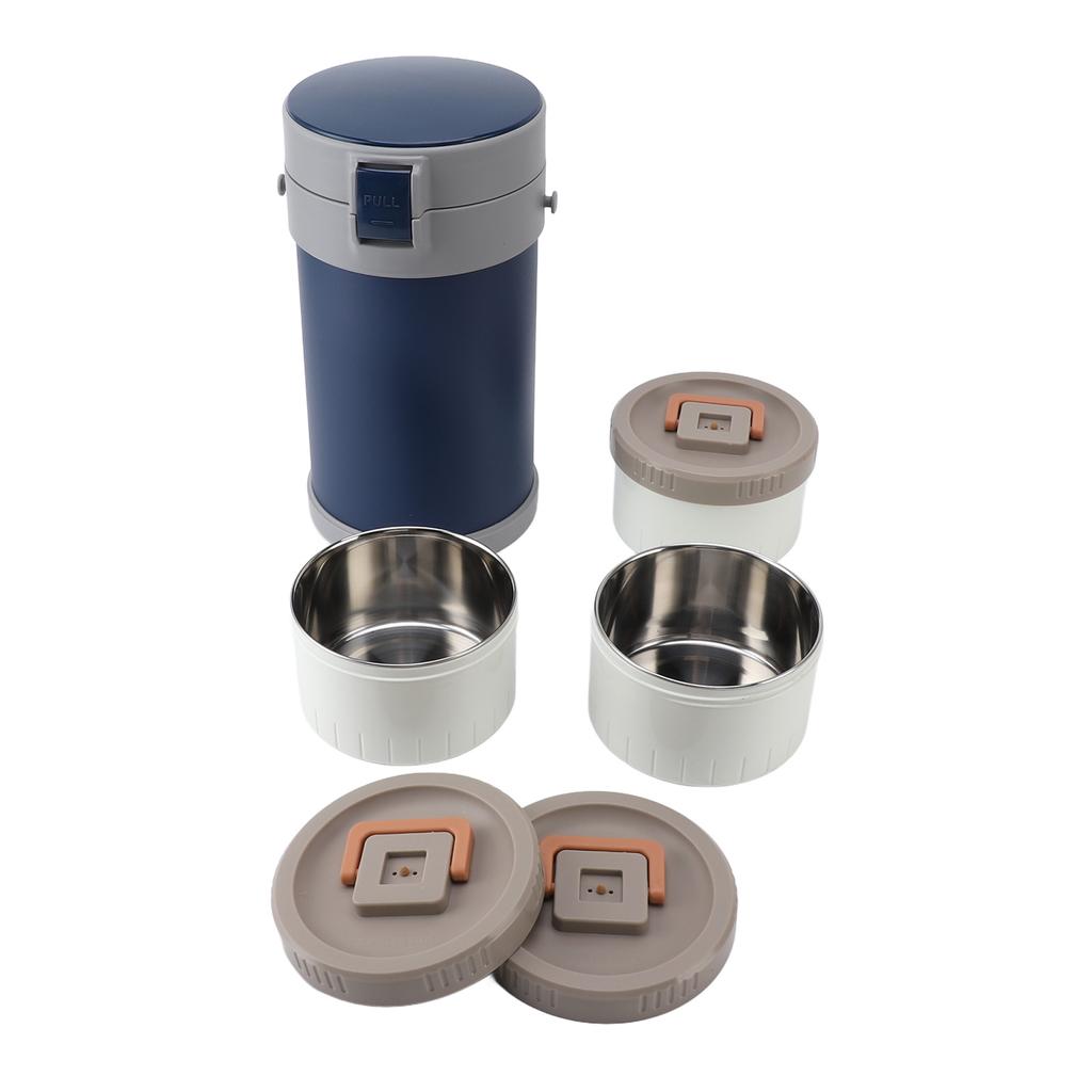 Изолированная банка для еды 2,3 л, 3-уровневая, безопасная для микроволновой печи, из нержавеющей стали 304, термоконтейнер для ланча с плечом