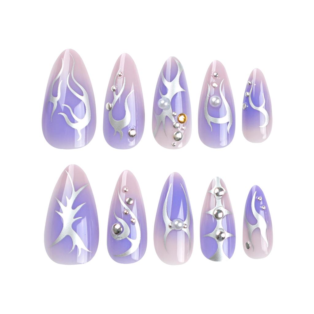 Nail Art Nail Film Интернет-знаменитость Горячий Серебряный Поддельный Ногти Пламя