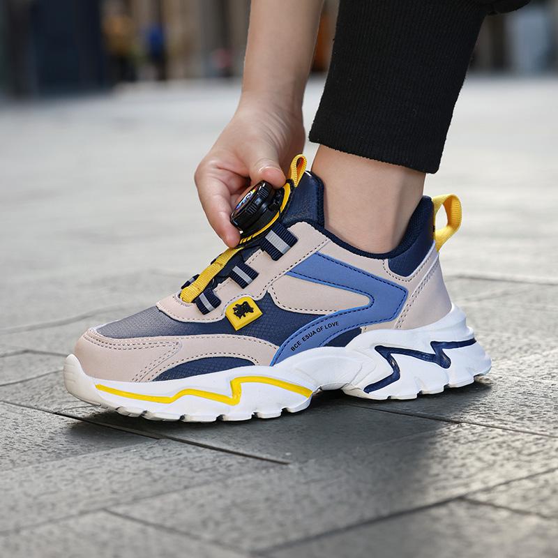 Kid's Sneakers Girls' Sports Shoes Fashionable Boys' Sports Shoes Fast and Convenient Rotating Button Sports Shoes