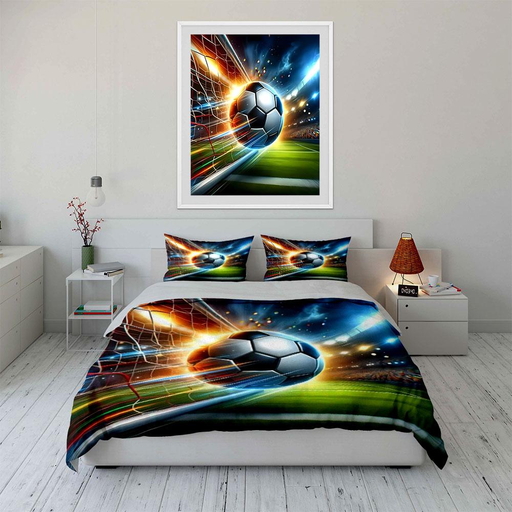 Soccer ball with net. Bedding sets Duvet cover sets Duvet covers Pillowcases(1*Duvet Cover 2*Pillowcases without duvet insert)