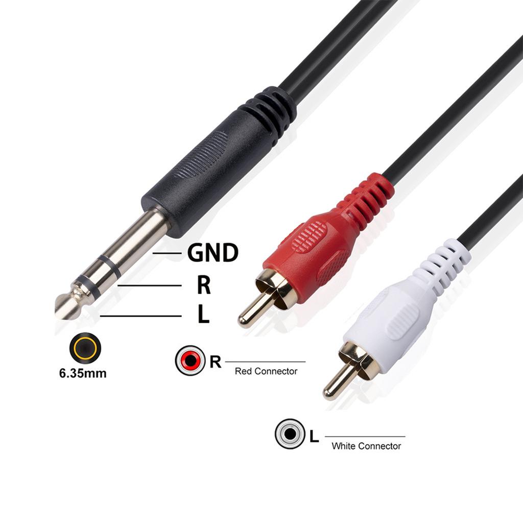 6.35mm Male To Dual RCA Male Cable 1/4 Inch To Double RCA Stereo Audio Cable Gold Plated 4.9Ft TV