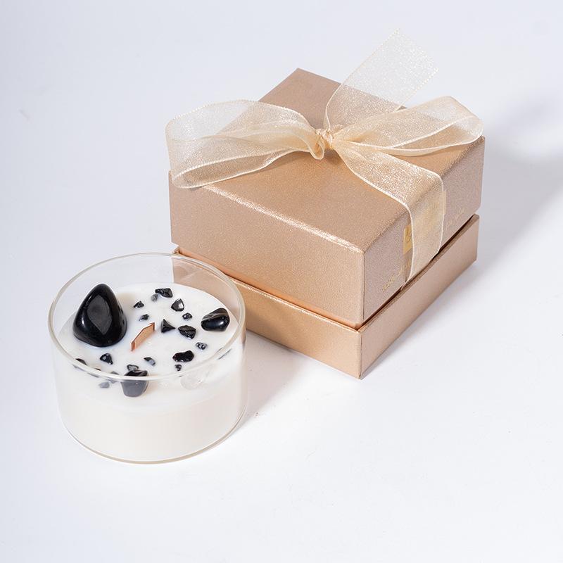 Прозрачная стеклянная подарочная коробка-сувенир высокого класса с долговечным ароматом, ароматическая свеча с ароматом натурального кристалла