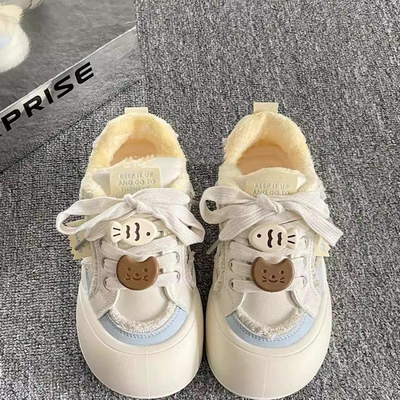 Fashion Korean-style 2025 Spring Women's Dopamine Bow Platform Sneakers - Chunky White Bread Shoes Cute & Versatile Thick-Sole Summer