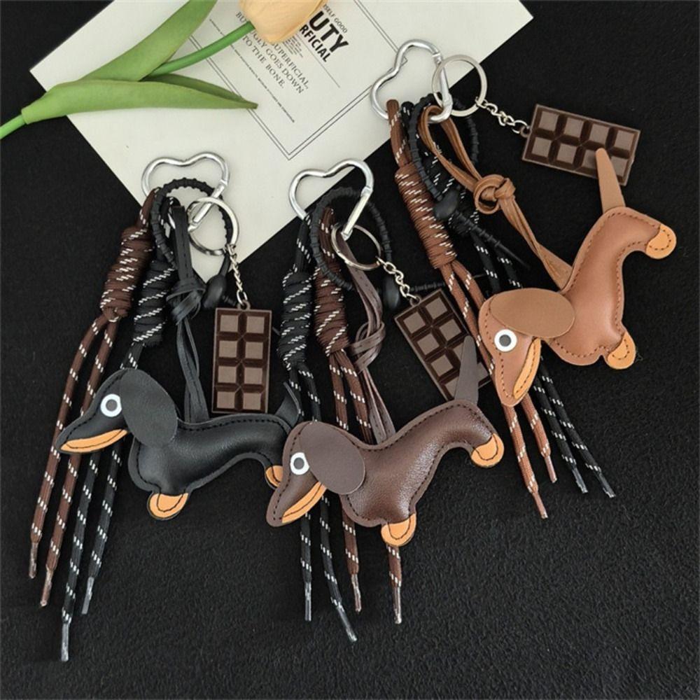 Braided Rope Dachshund Pendant Hanging Ornament Dog Keyring Dachshund Keychain Bag Accessories