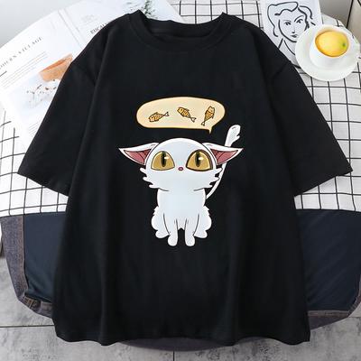 Футболки Suzume No Tojimari Daijin White Cat унисекс/унисекс модные кавайные/милые эстетичные футболки футболки в корейском стиле распространенные