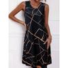 Abstract Print Crew Neck Tank Dress, Casual Sleeveless A-line Dress For Spring & Summer, Women's Clothing