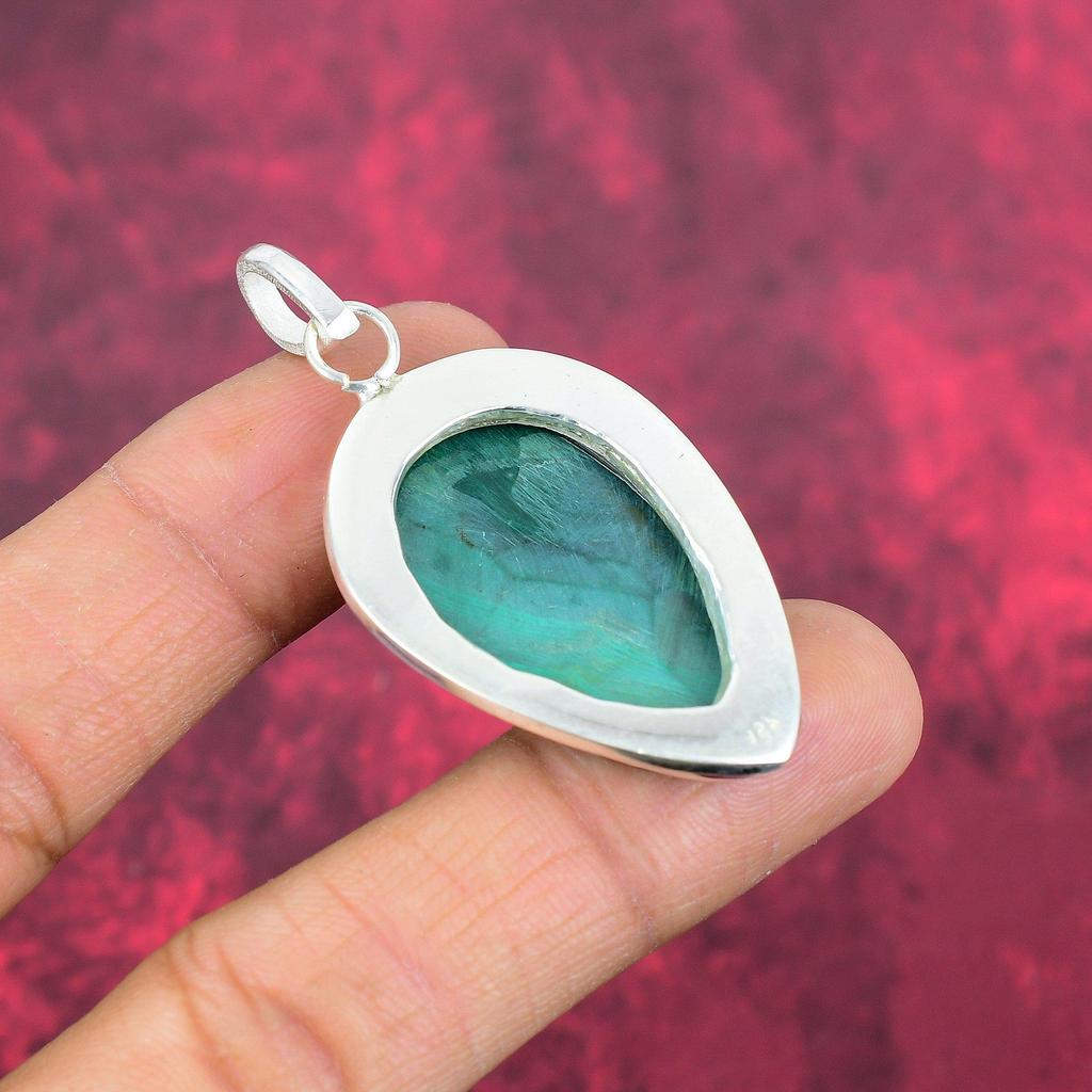 Подвеска из малахита, серебряная подвеска 925 пробы. Подарок для женщин, подвеска ручной работы, ювелирные изделия из драгоценных камней