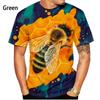 Summer New Fashion Animal Bee 3D Printed Pattern Men's T-shirt Casual Short Sleeved Top Plus Size