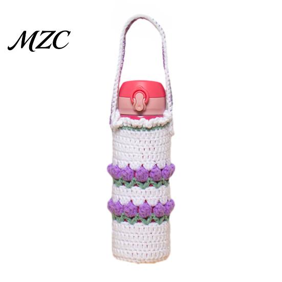 Breathable Hollow Knit Sleeve Hand Crocheted Cup Cover, Portable Elastic Wool Sleeve, Durable Water Bottle Cover Anti-Slip Protective Holder