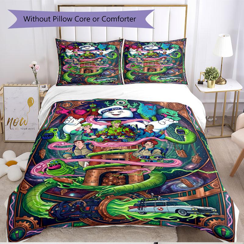 3pcs Duvet Cover Set (1*Duvet Cover + 2*Pillowcase, Without Core), Ghostbusters Print Soft All‑Season Bedding Set, Home Bedroom Decor Gift