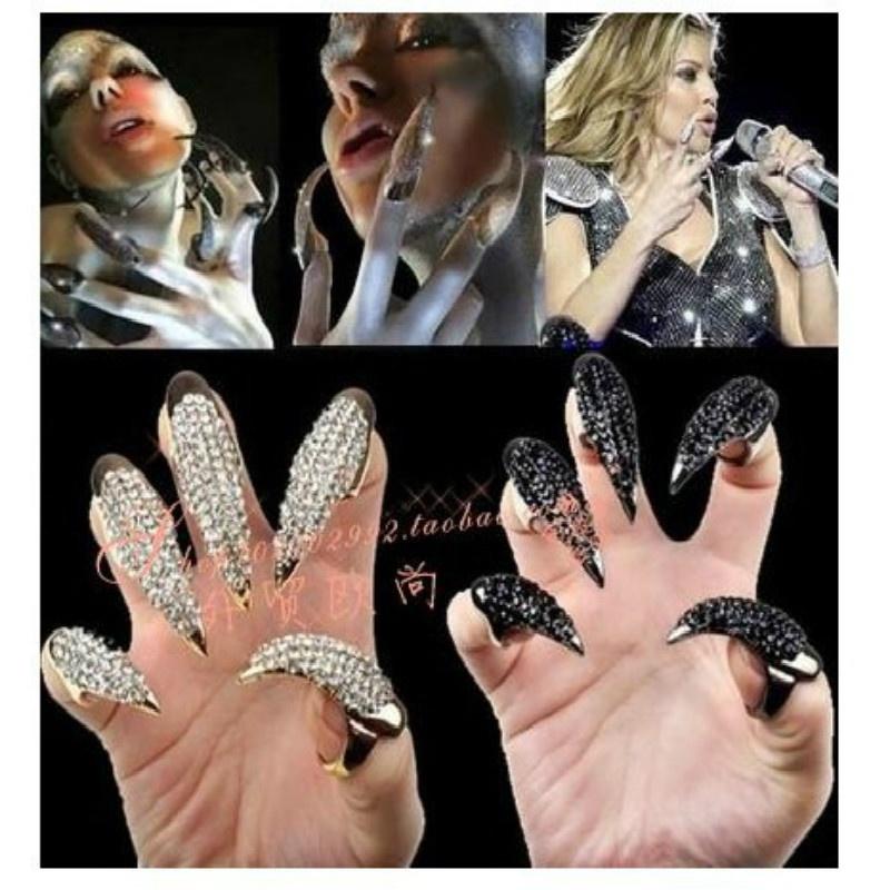 1/5 шт. Преувеличенные кольца для ногтей-доспехов для женщин, Коготь орла, Черный/Золотой набор колец с кристаллами