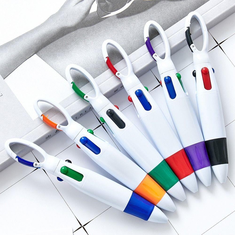 1pcs Press Type Carabiner Buckle Pen Plastic Neutral Pen Portable Ballpoint Pen Students