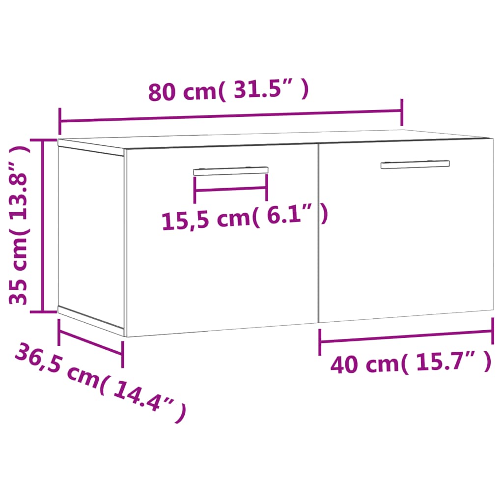 Wall Cabinet Sonoma Oak 80 x 36.5 x 35 cm Particleboard