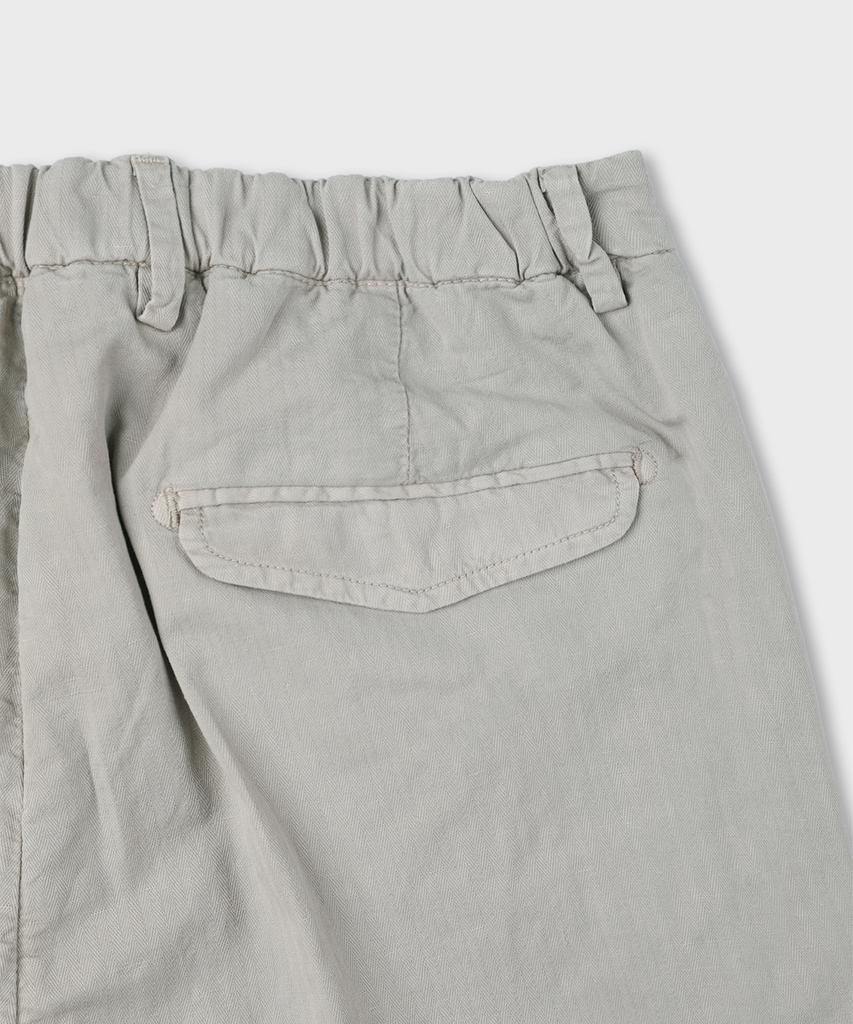 PANICALE Linen Blend Elastic Waist Pants [Gray]