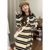 Milk Literary Girl Casual Chic Long-sleeved Black and White Striped Dress Niche Design High-end Dress