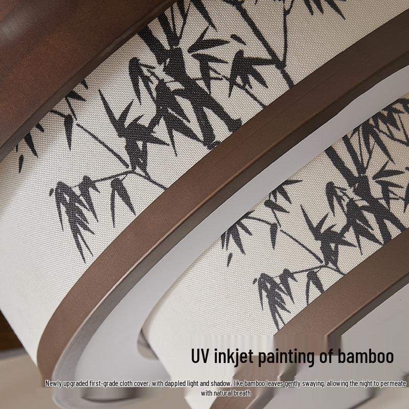 Song Dynasty Mid-Century Retro Solid Wood Invisible Ceiling Fan Light for Bedroom, Living Room, and Restaurant.