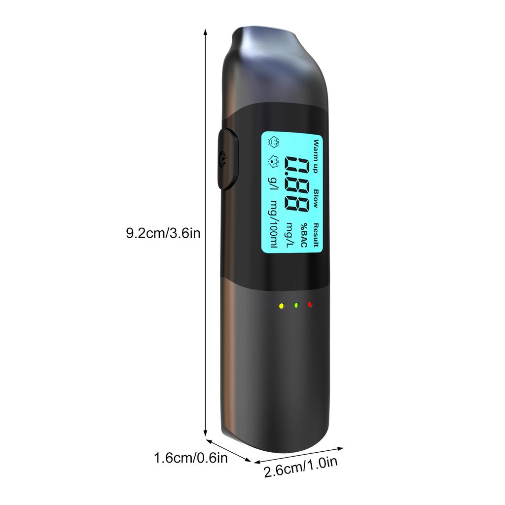 Contactless Breathalyzer Portable Rechargeable Breath Analyzer with LED Display Voice Announcement