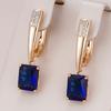 Роскошные квадратные синие серьги-подвески с натуральным цирконом для женщин, модные, цвета розового золота, свадебные серьги для невесты, праздничная бижутерия
