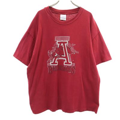 HANES Футболка с коротким рукавом 90-х годов, винтажная, сделано в США, Arkansas Razorbacks, мужская, б/у