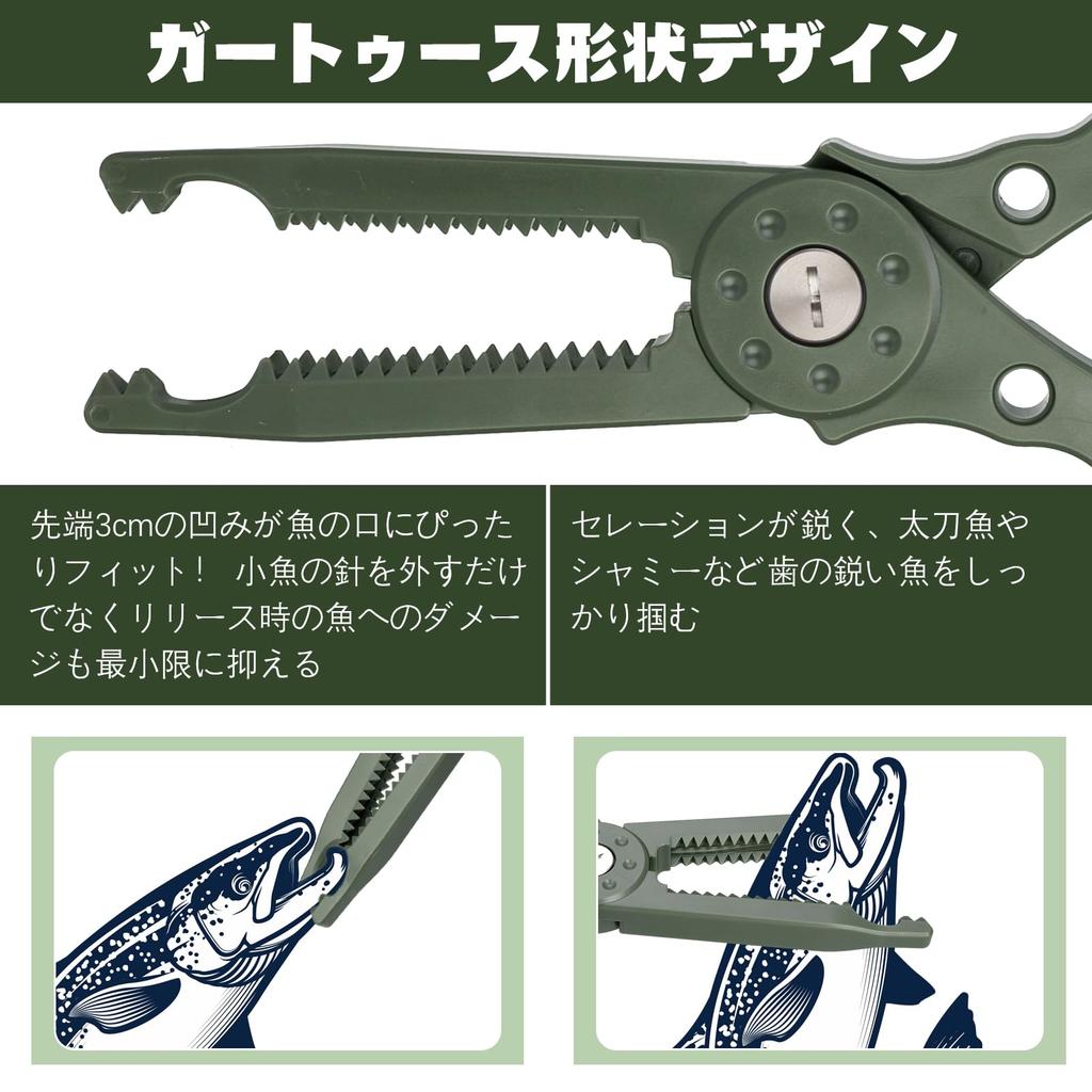 Hitchlike Fish Catcher, Fish Grip, Crocodile Grip, Fishing Pliers, Lightweight, Non-Slip, Easy Grip, with Carabiner, Fishing Tackle