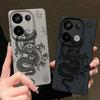 Мягкий противоударный чехол из ТПУ с принтом дракона для Xiaomi 13T Pro Poco X7 X6 Redmi Note 14 13 Pro 12 11 10 Pro с текстурой кожи и матовым тонким чехлом для телефона
