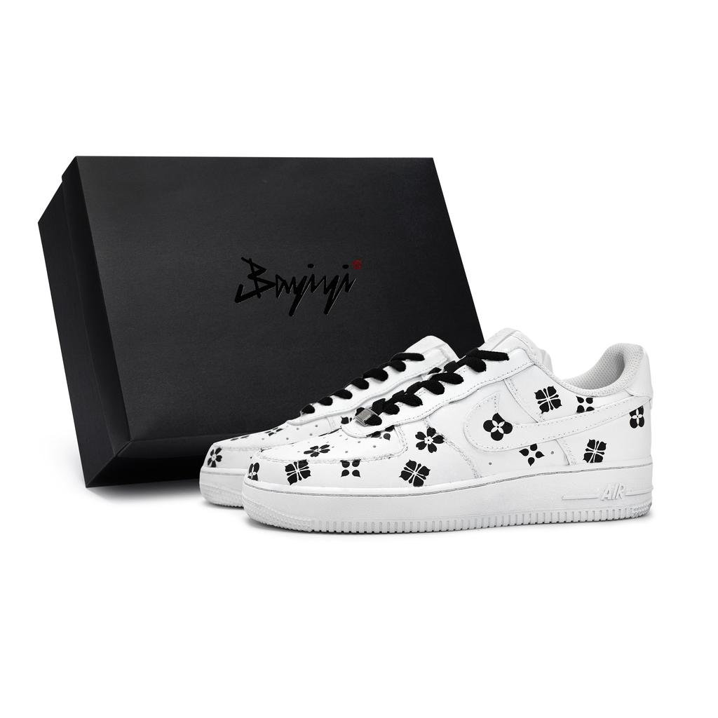 Nike Nike Air Force 1 Нескользящие Износостойкие Низкие Кеды для Скейтборда Унисекс Черный Белый CW2288-111(Team80-S-BOX)