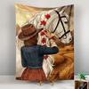 Cowgirl with White Horse and Red Flowers Patterned tapestry for bedroom and living room home decor