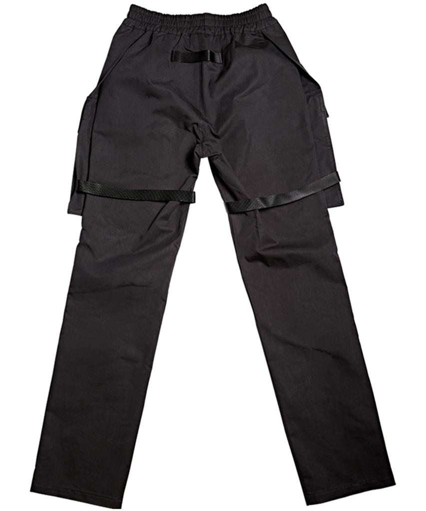 ZHOUERO Black Bandage Cotton Trousers