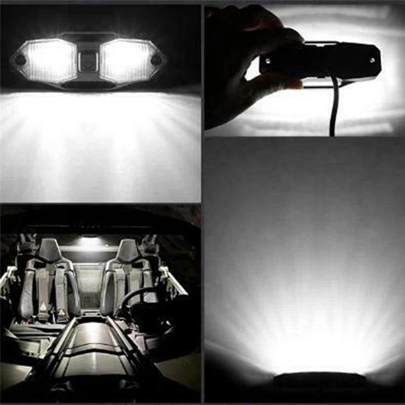 White For UTV 4WD For Can-Am For Polaris For RZR Compatible LED Roll Cage Utility Light Switch Dome Light Roll Bar Mount