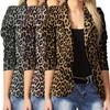 Lady Blazer Leopard Print Turn-down Collar Single-breasted Slim Suit Coat for Work