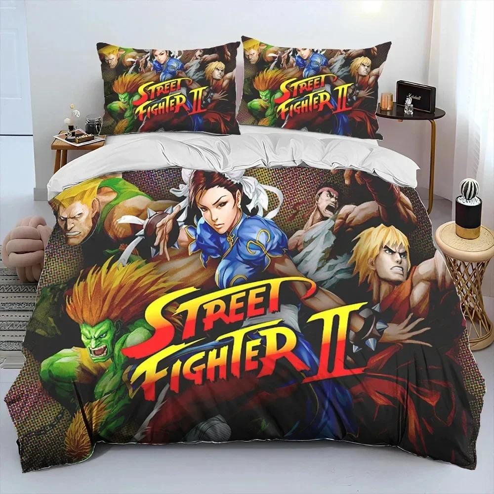 3D Print Street Fighter Retro Game Comfortable Duvet Quilt Cover Pillowcase Bedding Set Children Bedroom Decoration Home Textile