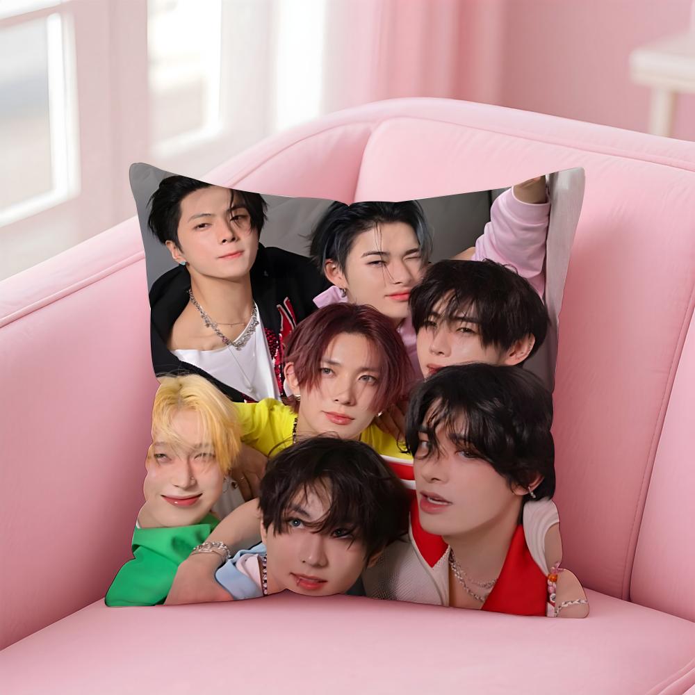 EENHYPEN Cushion Cover Pillowcase Short Plush Invisible zipper Room Sofa Cushion Cover