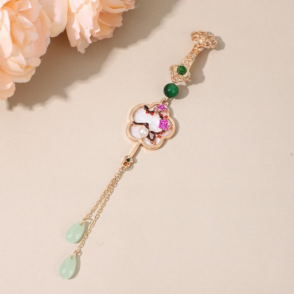Zinc Zinc Alloy Women Hanfu Ornament Long Tassel Lapel Brooch Exquisite Chinese Style Brooch Women