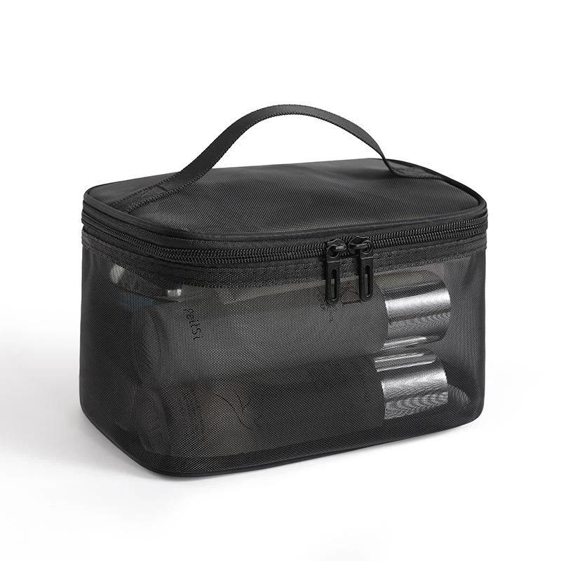 Portable Transparent Mesh Travel Toiletry Bag Large Capacity Visible Easy Access Storage Pouch for Weekend Getaway