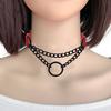 Goth Choker Necklace Faux Leather Gothic Choker Adjustable Metal O-Ring Chain Collar Cool Punk Emo Jewelry for Women Men