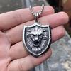 Titanium Steel Lion King Shield Pendant Vintage Stainless Steel Necklace Necklace Sweater Chain Accessories For Men And Women