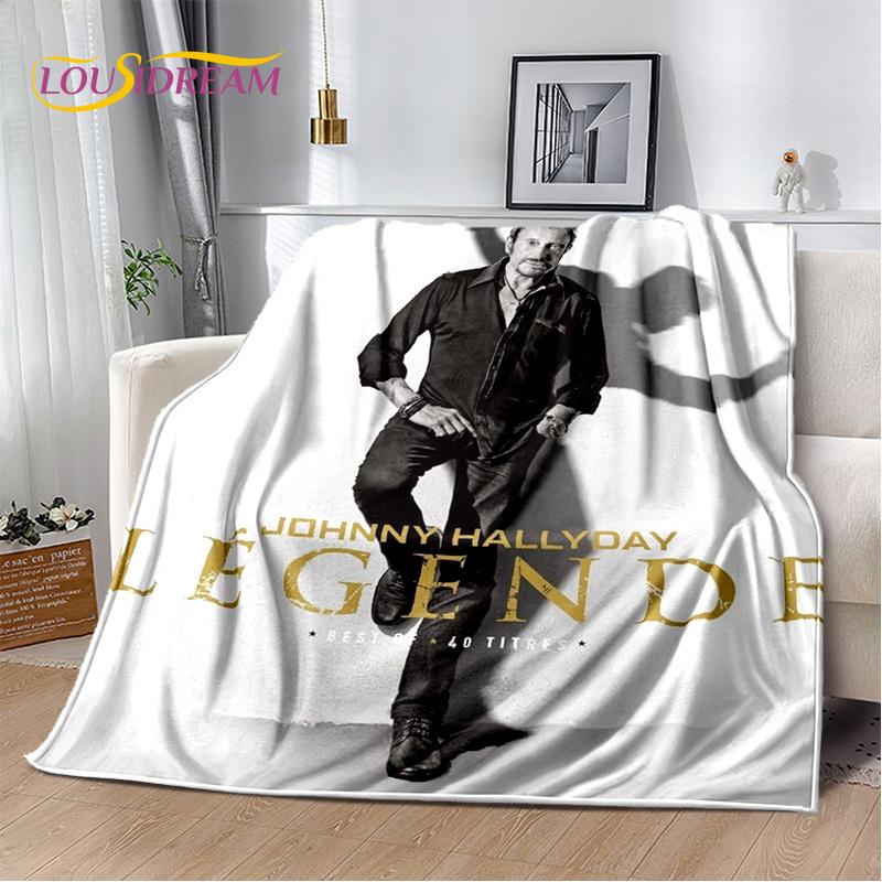 3D Printing Johnny Hallyday Rock Star Soft Flannel Blankets,Throw Blanket Comfortable Blanket for Picnic Beds Home Bedroom Cover