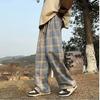 Fleece Vintage American Style Tweed Plaid Men's Pants Loose Straight Wide Leg Casual Trousers Trendy Brand Punk Rock Streetwear
